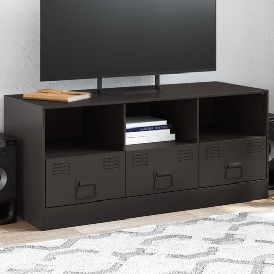 Meuble TV noir 99x39x44 cm en acier