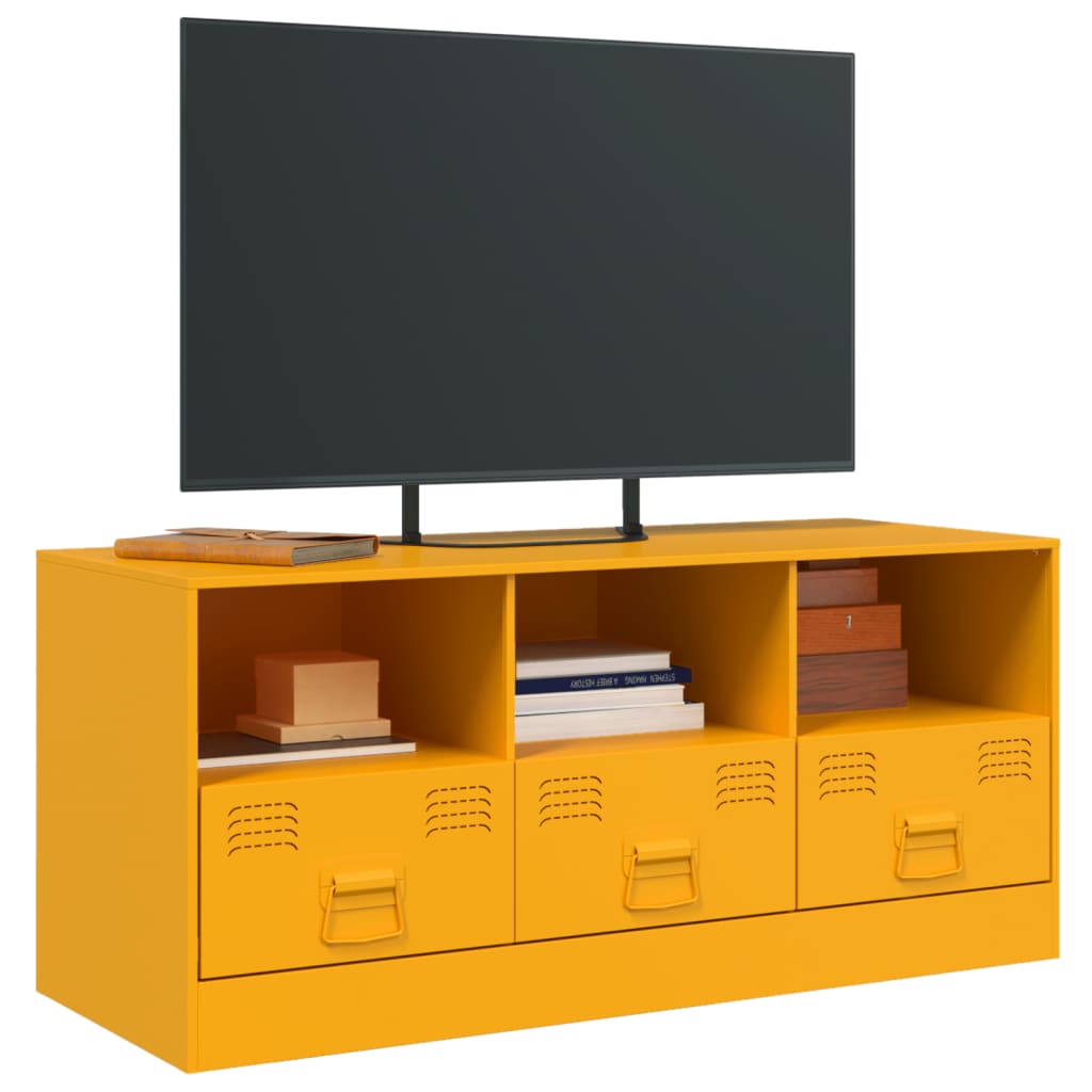 Meuble TV jaune moutarde 99x39x44 cm en acier