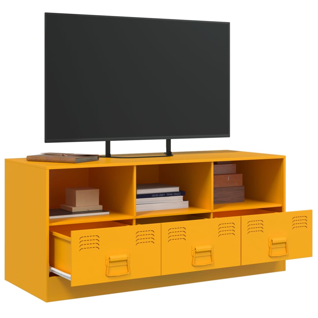Meuble TV jaune moutarde 99x39x44 cm en acier