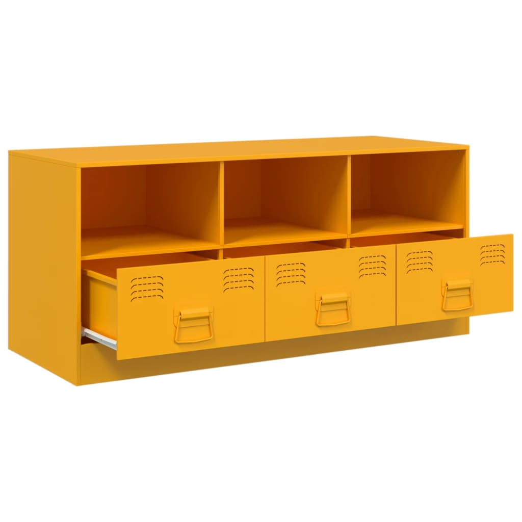 Meuble TV jaune moutarde 99x39x44 cm en acier