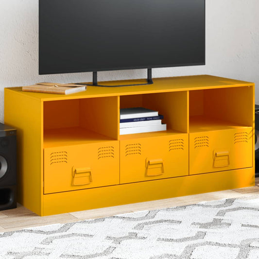 Meuble TV jaune moutarde 99x39x44 cm en acier