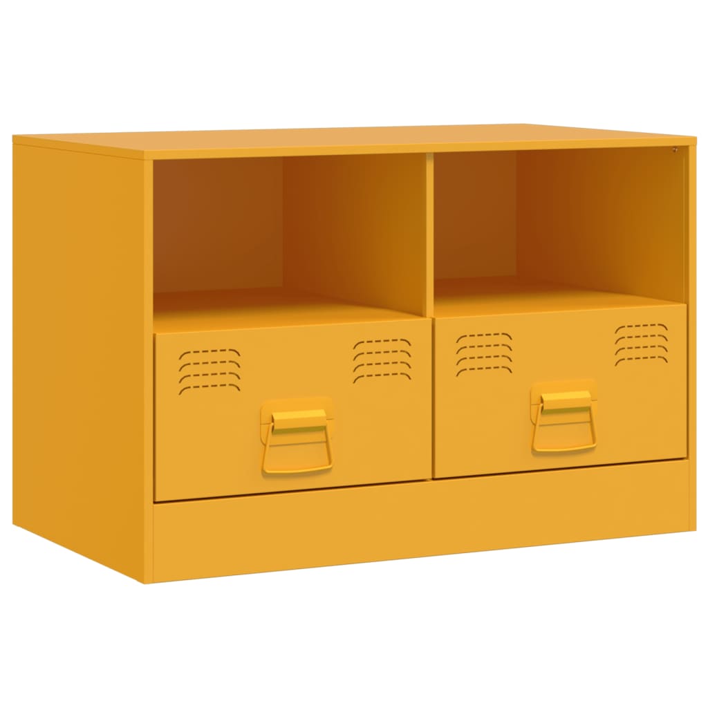 Meuble TV jaune moutarde 67x39x44 cm en acier