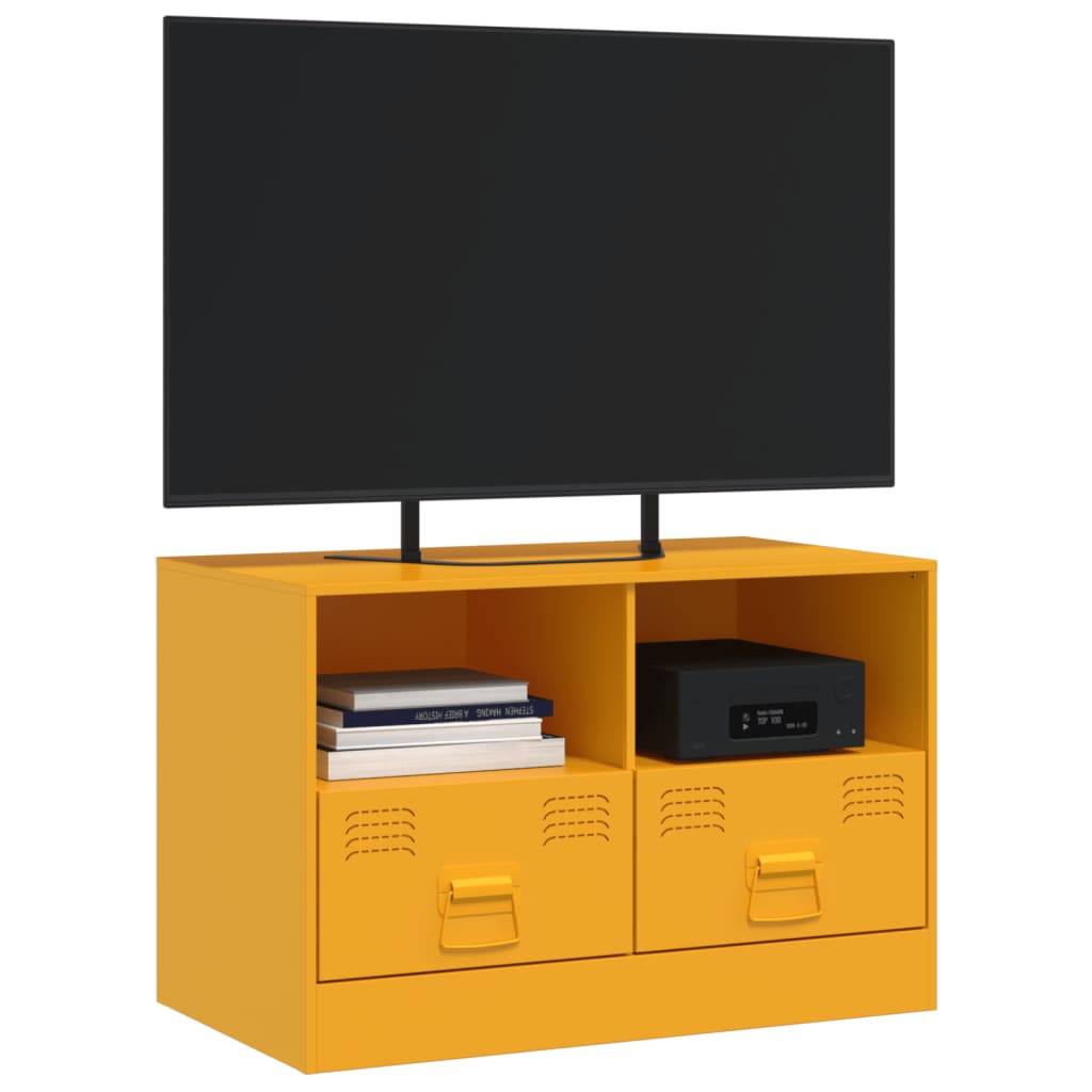 Meuble TV jaune moutarde 67x39x44 cm en acier