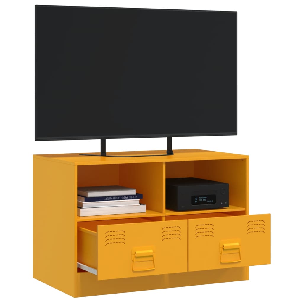 Meuble TV jaune moutarde 67x39x44 cm en acier