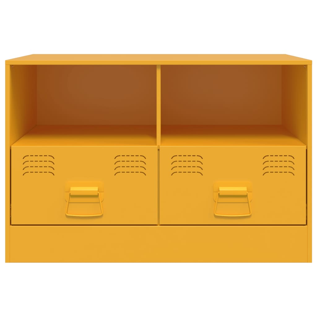 Meuble TV jaune moutarde 67x39x44 cm en acier