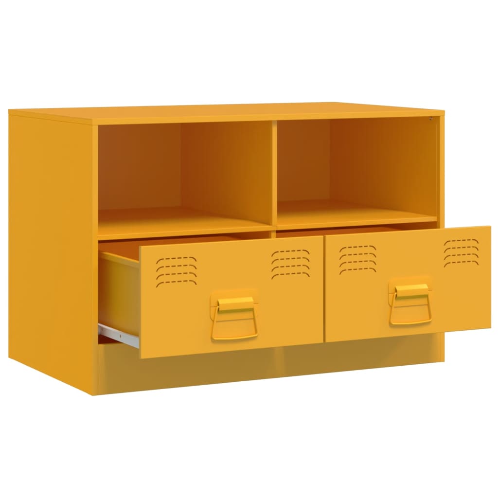 Meuble TV jaune moutarde 67x39x44 cm en acier