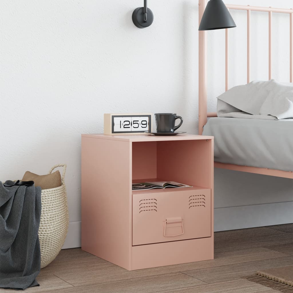 Bedside Table Pink 34.5x39x44 cm Steel