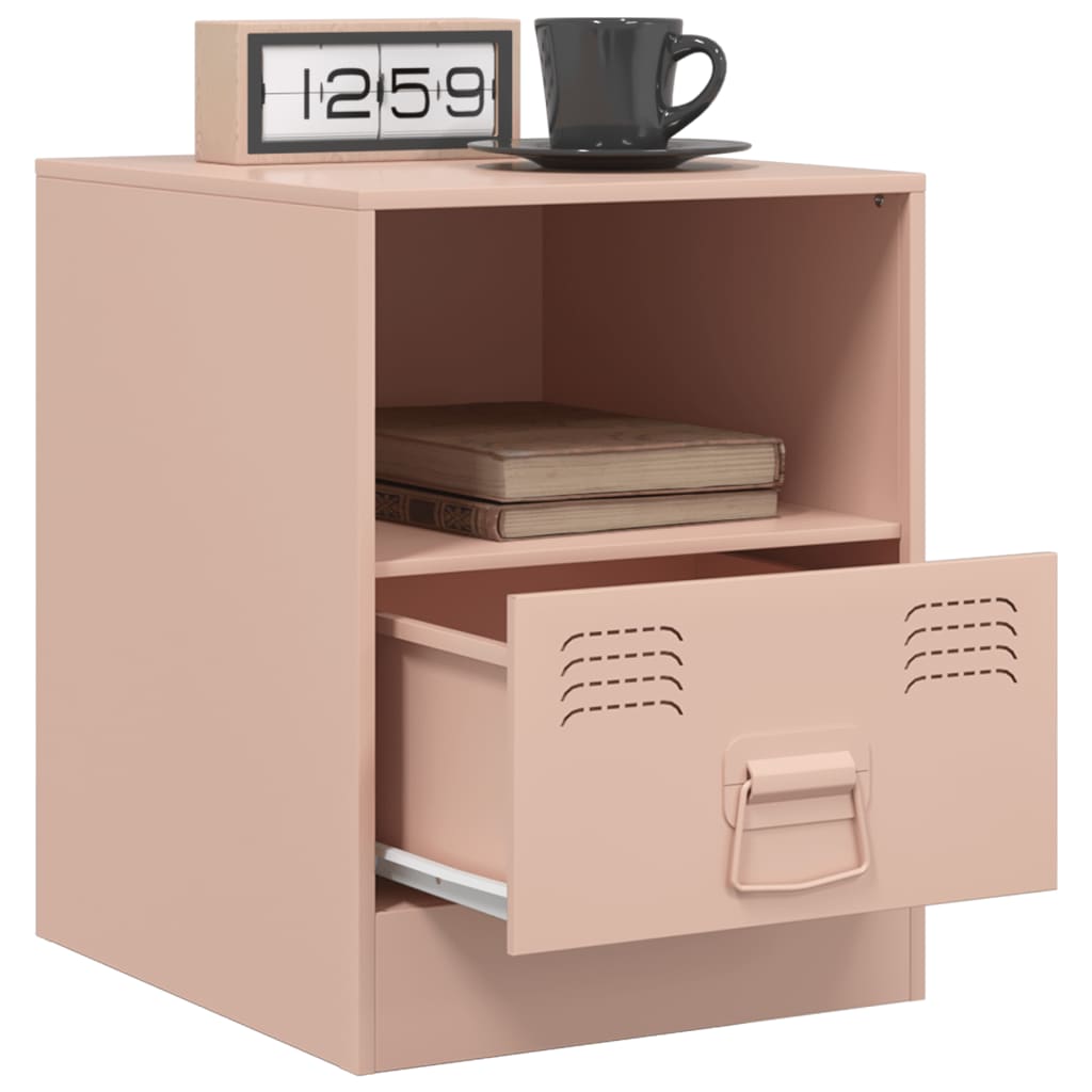 Bedside Table Pink 34.5x39x44 cm Steel
