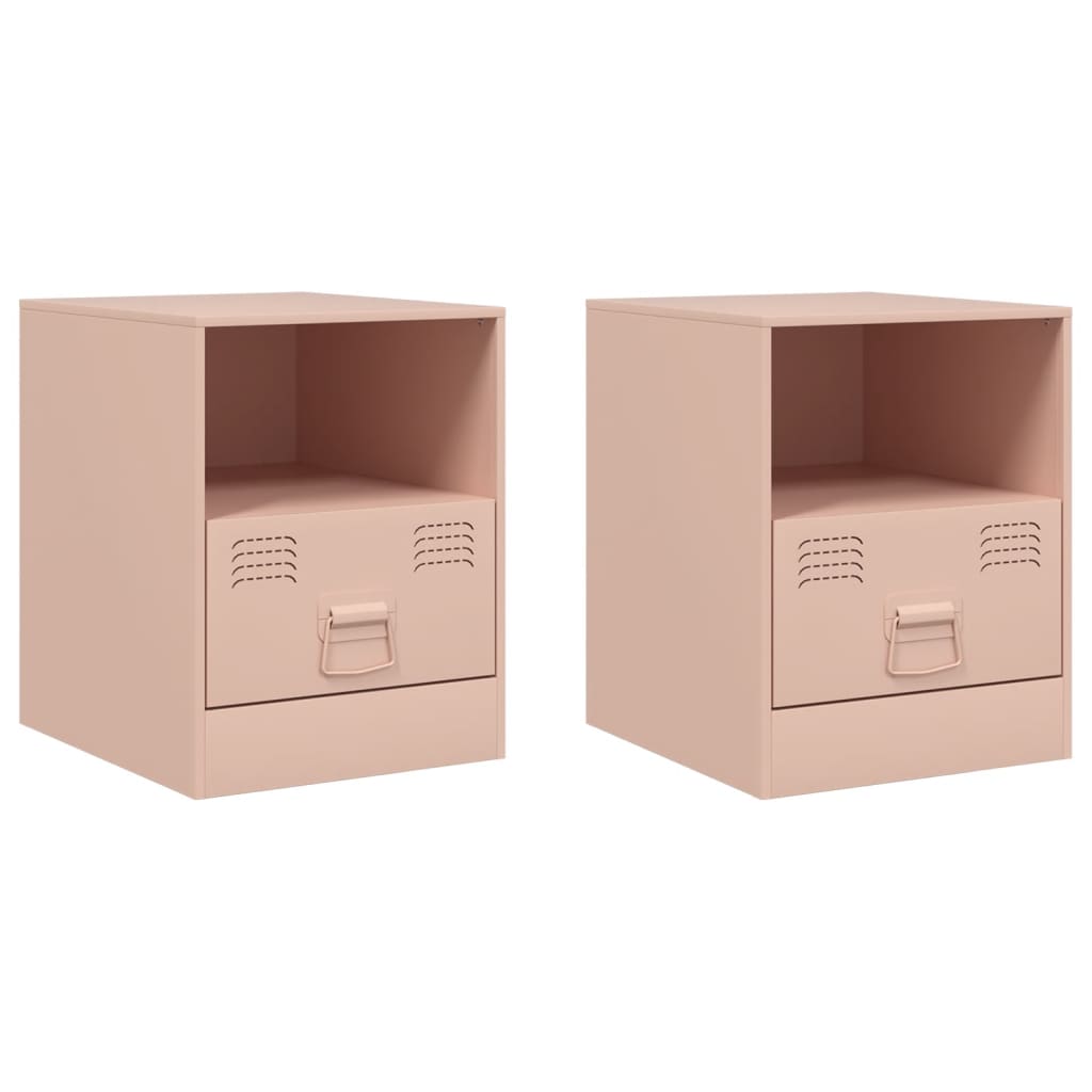 Tables de chevet 2 pcs. Rose 34,5x39x44 cm en acier