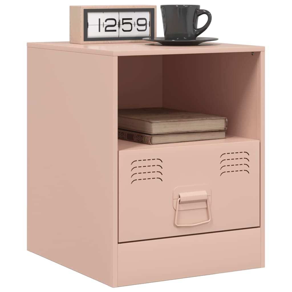 Tables de chevet 2 pcs. Rose 34,5x39x44 cm en acier