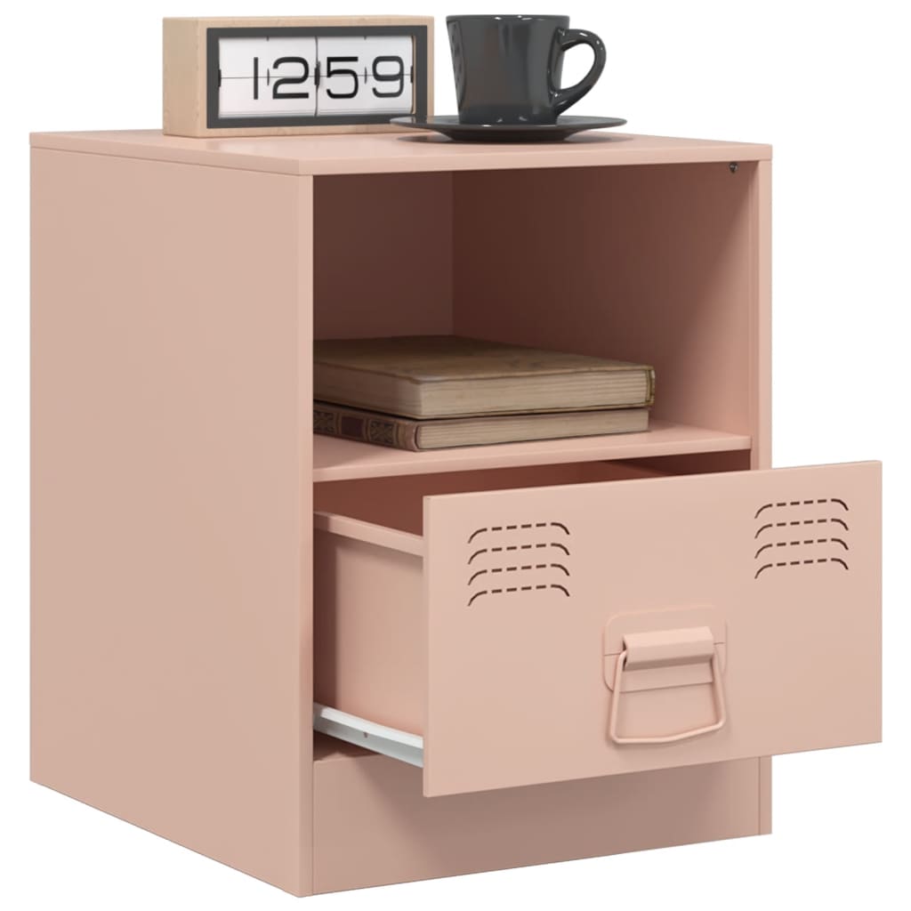 Tables de chevet 2 pcs. Rose 34,5x39x44 cm en acier
