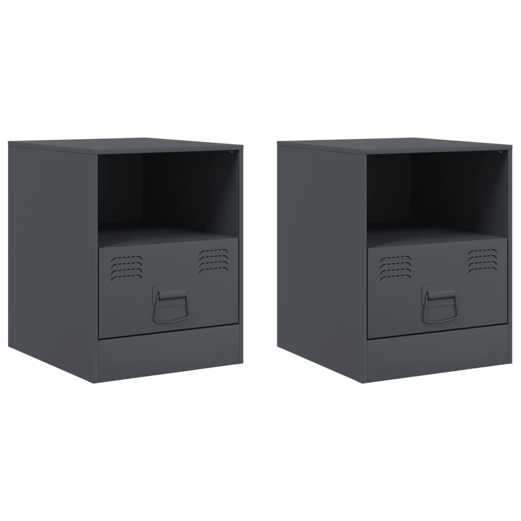 Bedside tables 2 pcs. Anthracite 34.5x39x44 cm steel