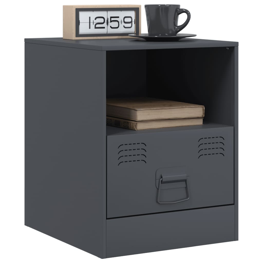 Bedside tables 2 pcs. Anthracite 34.5x39x44 cm steel