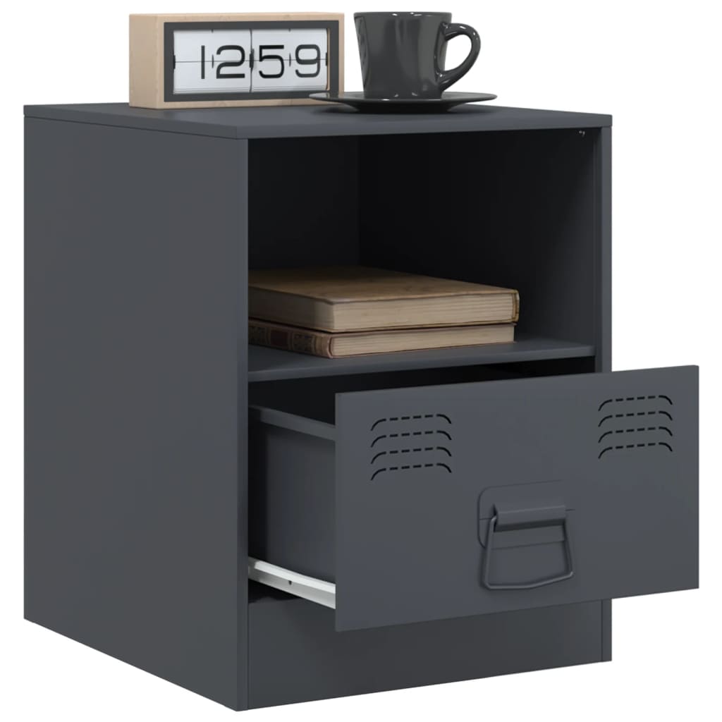 Bedside tables 2 pcs. Anthracite 34.5x39x44 cm steel