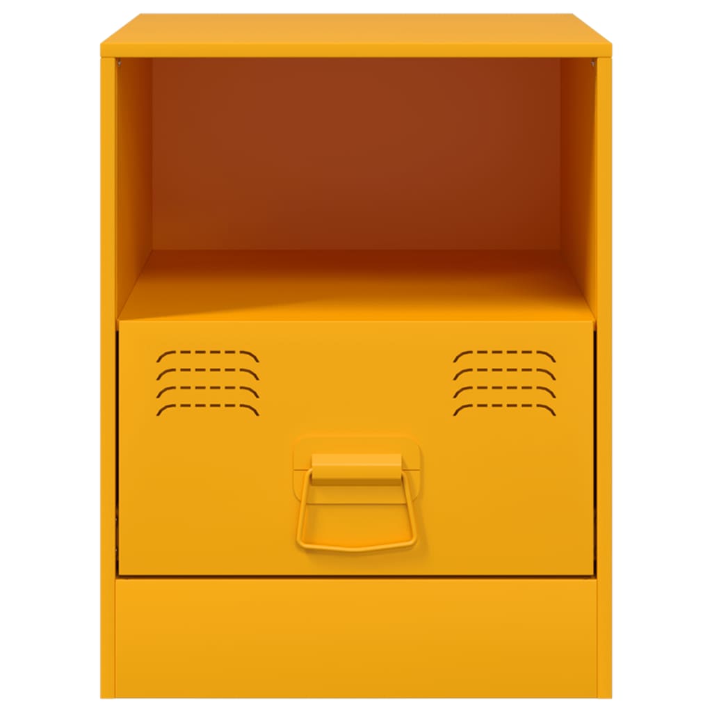 Tables de chevet 2 pcs. Jaune moutarde 34,5x39x44 cm en acier