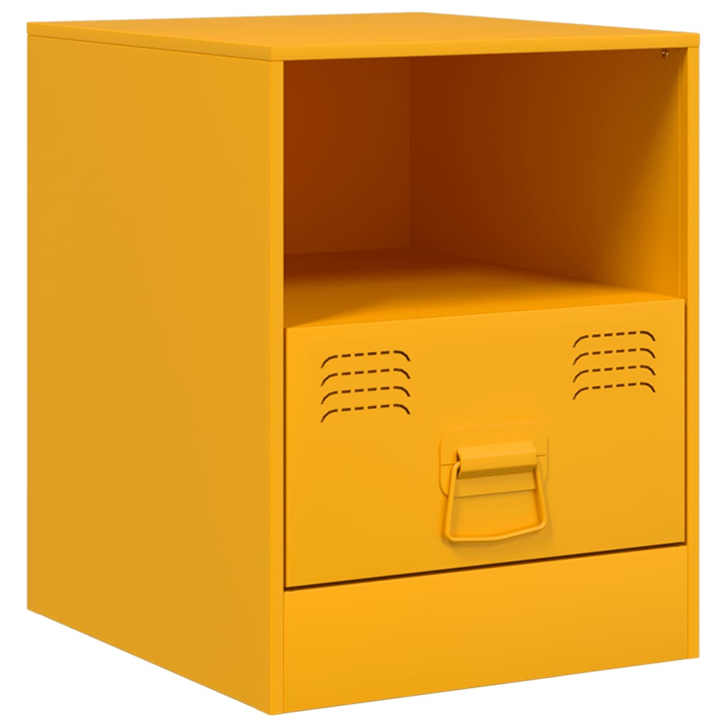 Tables de chevet 2 pcs. Jaune moutarde 34,5x39x44 cm en acier