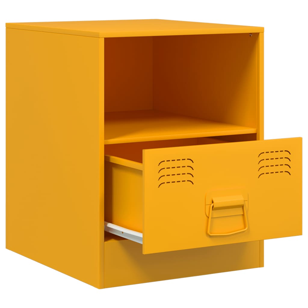 Tables de chevet 2 pcs. Jaune moutarde 34,5x39x44 cm en acier