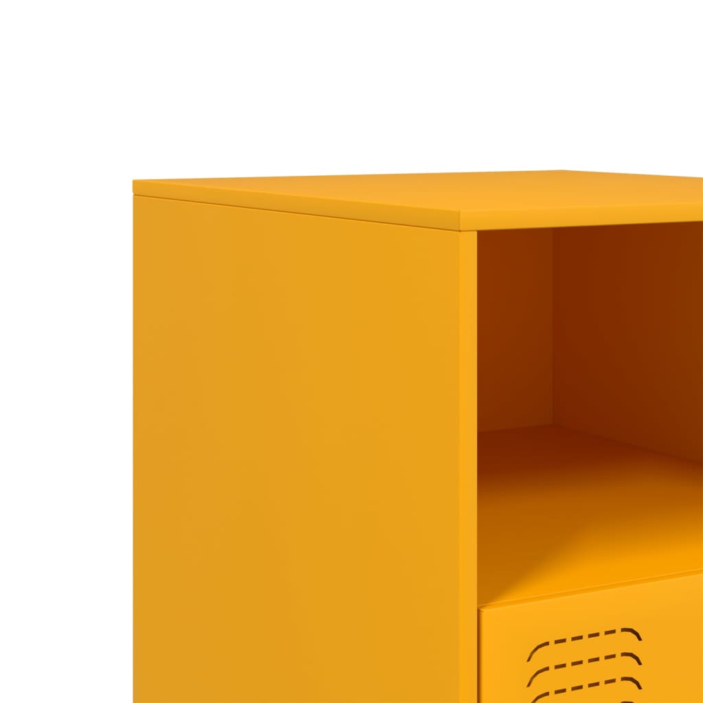 Tables de chevet 2 pcs. Jaune moutarde 34,5x39x44 cm en acier