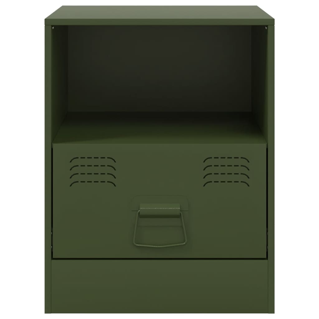 Bedside tables 2 pcs. Olive green 34.5x39x44 cm steel