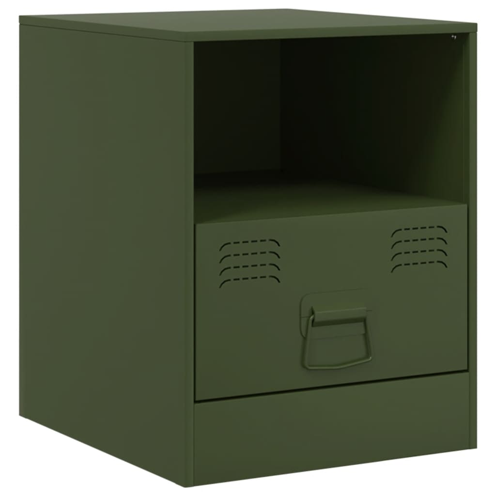 Bedside tables 2 pcs. Olive green 34.5x39x44 cm steel