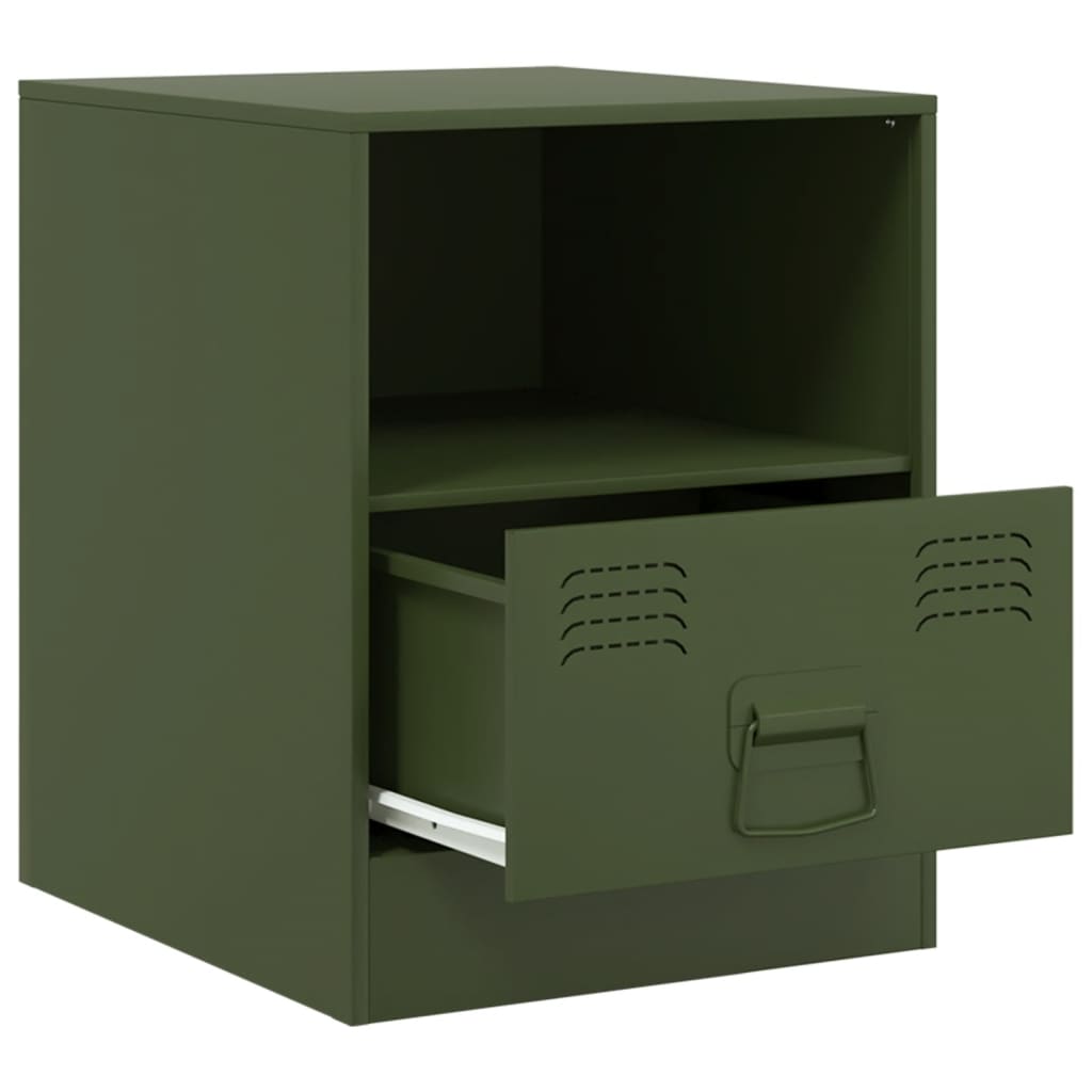 Bedside tables 2 pcs. Olive green 34.5x39x44 cm steel