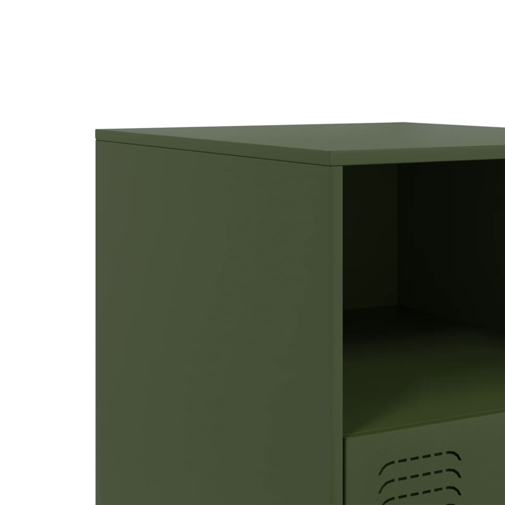 Bedside tables 2 pcs. Olive green 34.5x39x44 cm steel