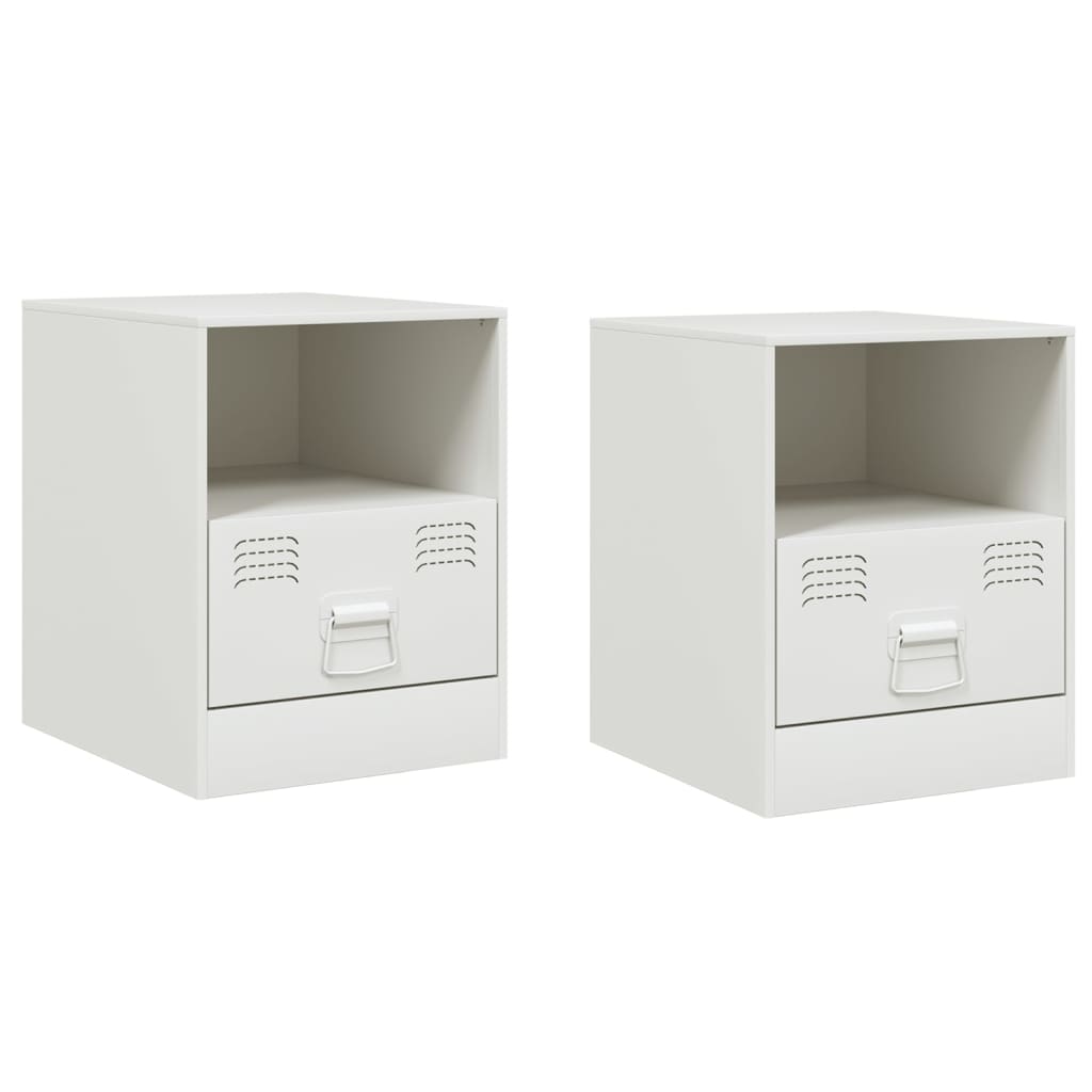Tables de chevet 2 pcs. Blanc 34,5x39x44 cm en acier