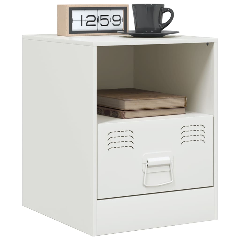 Tables de chevet 2 pcs. Blanc 34,5x39x44 cm en acier
