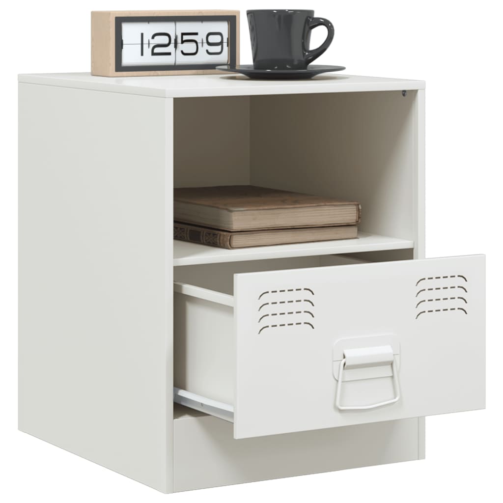Tables de chevet 2 pcs. Blanc 34,5x39x44 cm en acier