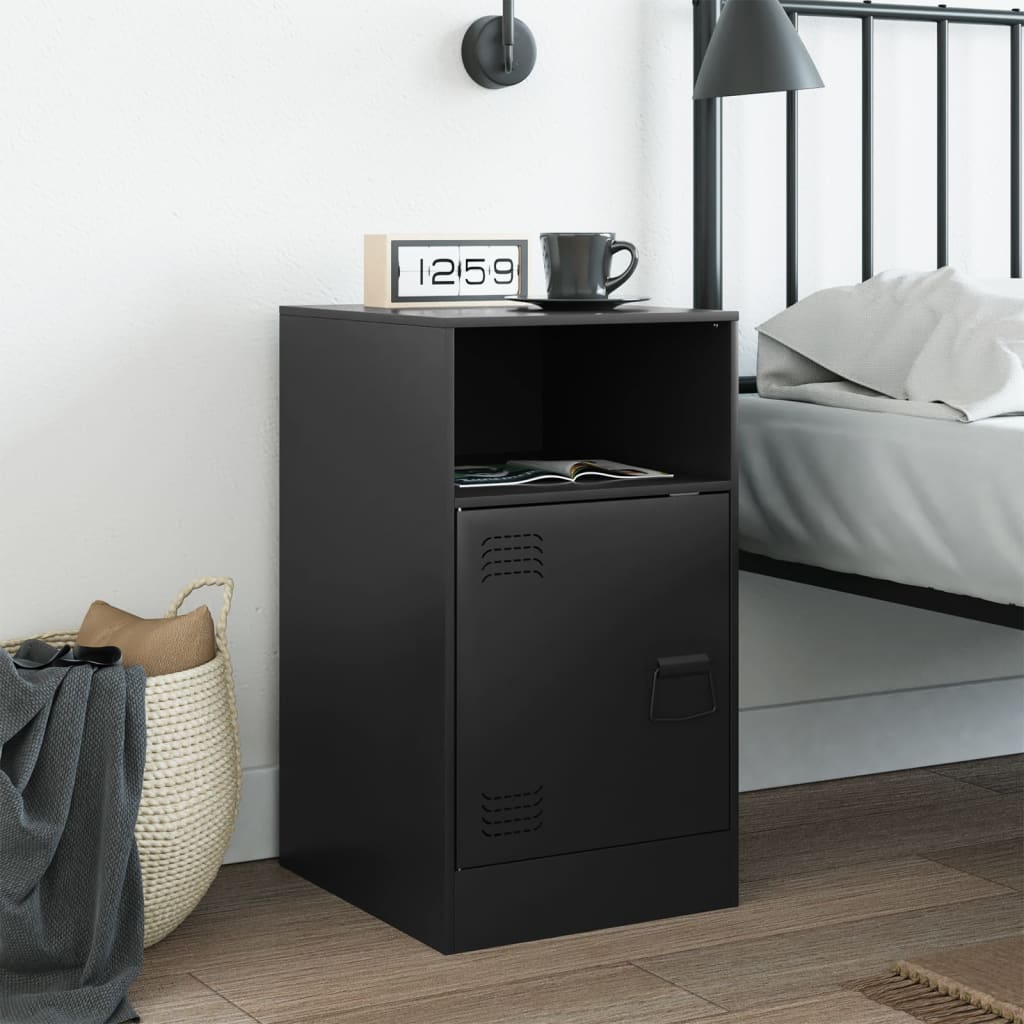 Bedside Table Black 34.5x39x62 cm Steel