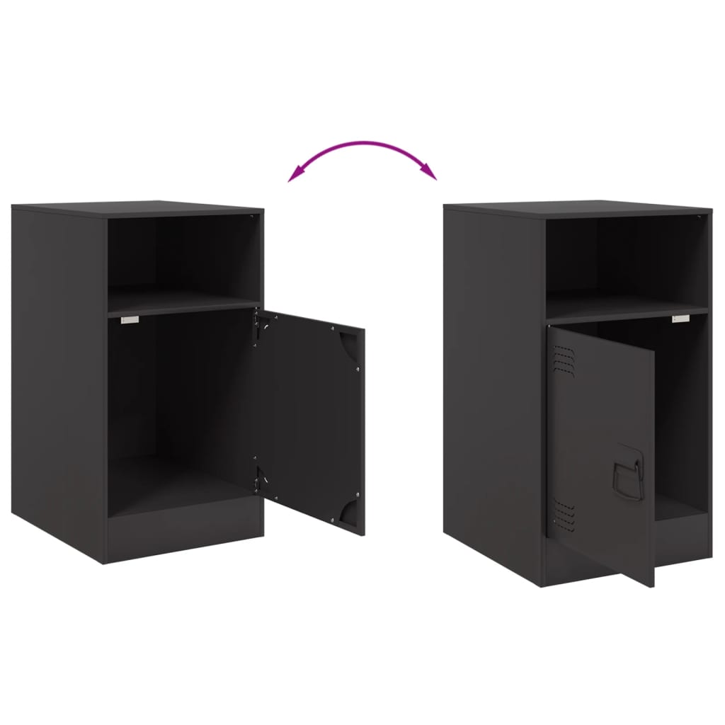 Bedside Table Black 34.5x39x62 cm Steel