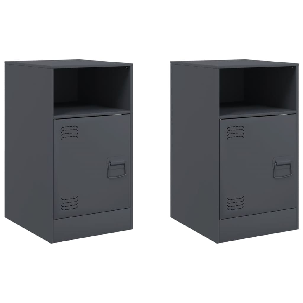 Bedside tables 2 pcs. Anthracite 34.5x39x62 cm steel