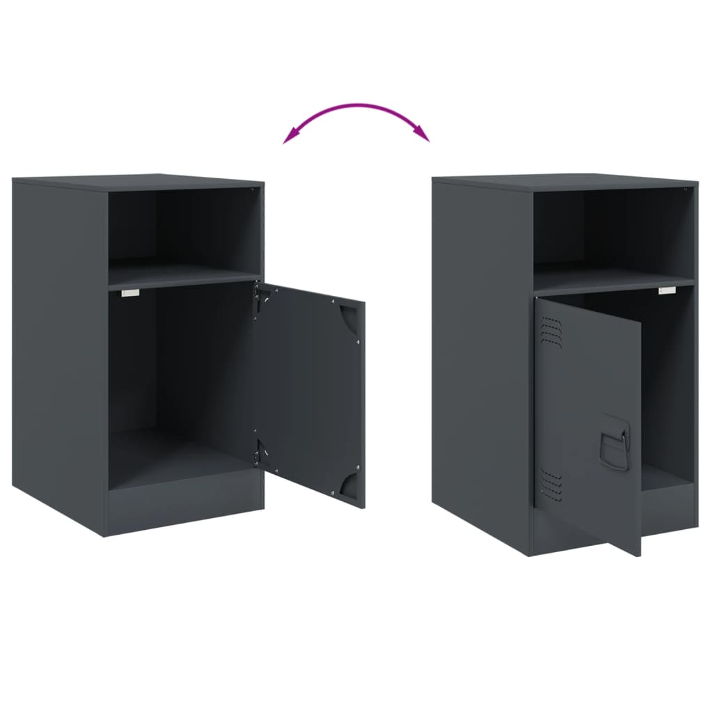 Bedside tables 2 pcs. Anthracite 34.5x39x62 cm steel