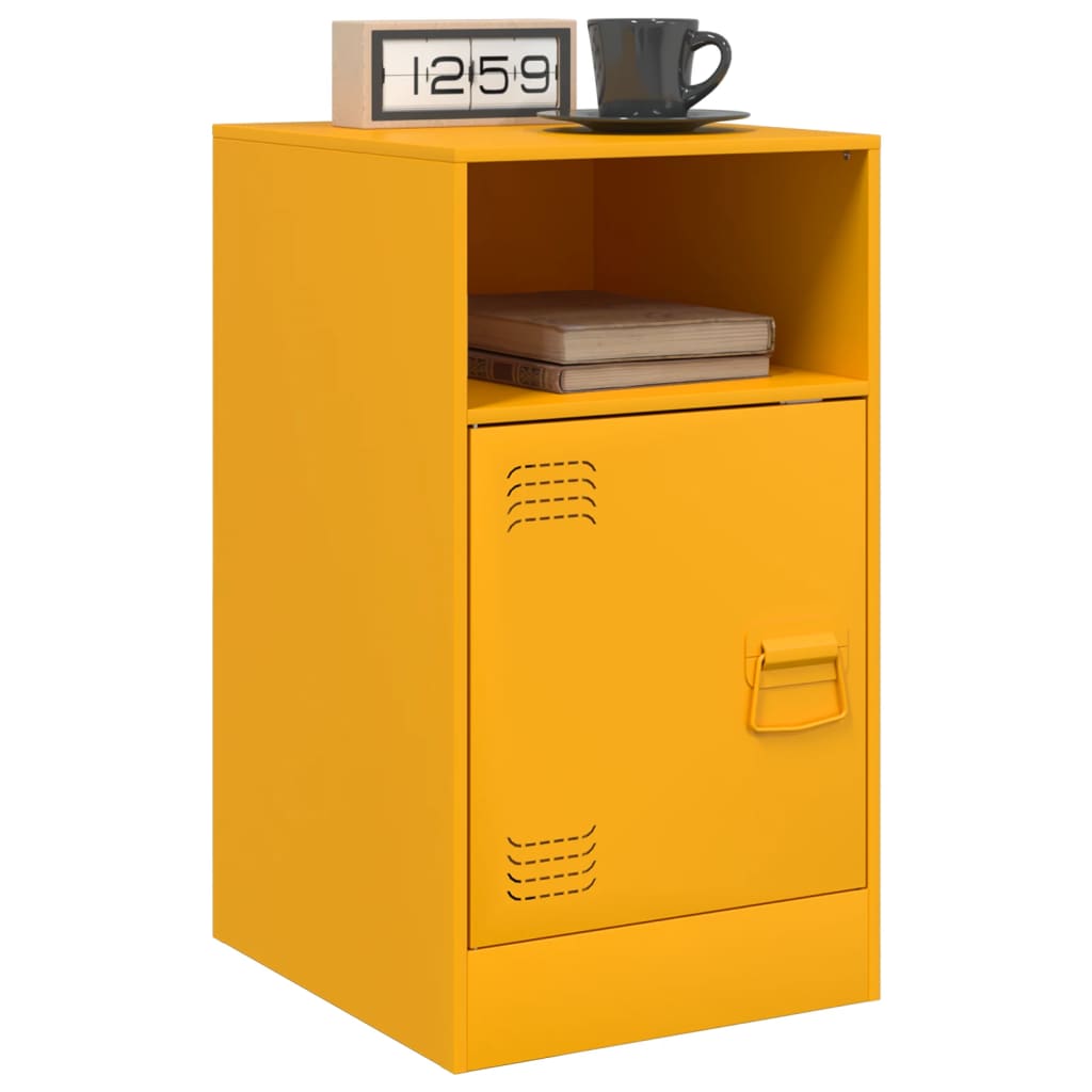 Tables de chevet 2 pcs. Jaune moutarde 34,5x39x62 cm en acier