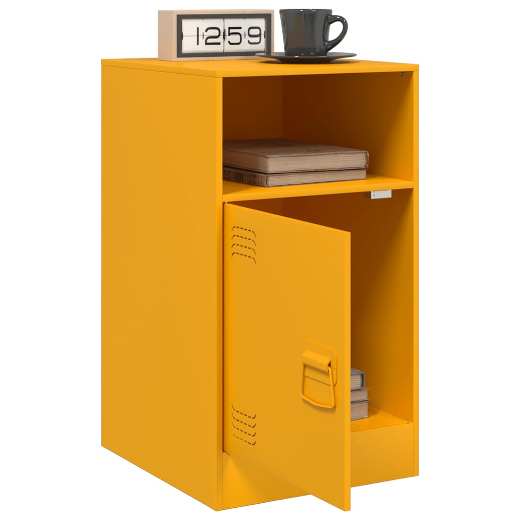 Tables de chevet 2 pcs. Jaune moutarde 34,5x39x62 cm en acier