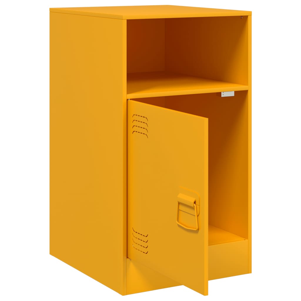 Tables de chevet 2 pcs. Jaune moutarde 34,5x39x62 cm en acier
