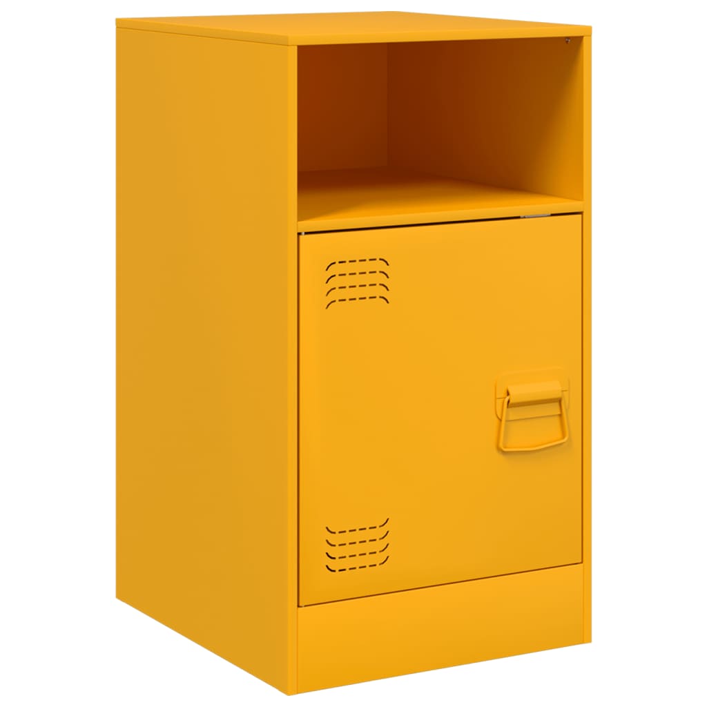 Tables de chevet 2 pcs. Jaune moutarde 34,5x39x62 cm en acier