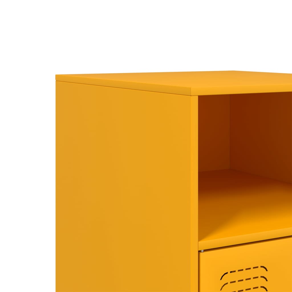 Tables de chevet 2 pcs. Jaune moutarde 34,5x39x62 cm en acier