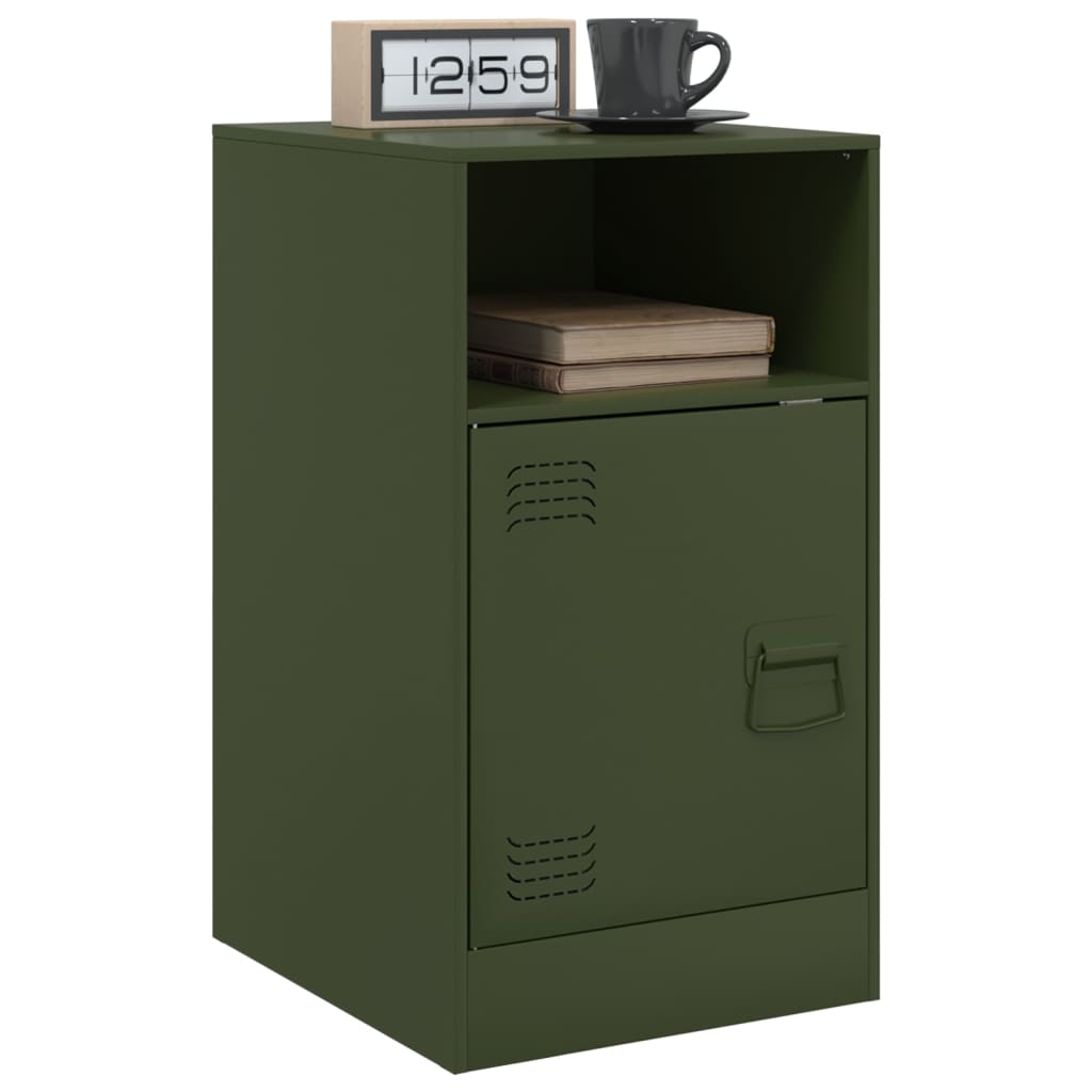 Bedside tables 2 pcs. Olive green 34.5x39x62 cm steel