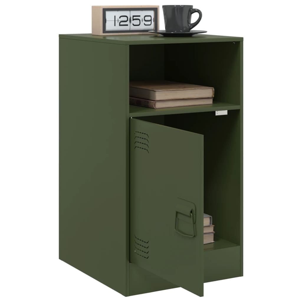 Bedside tables 2 pcs. Olive green 34.5x39x62 cm steel