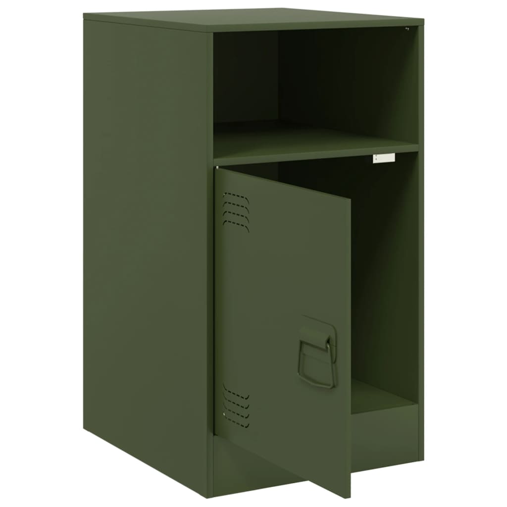 Bedside tables 2 pcs. Olive green 34.5x39x62 cm steel