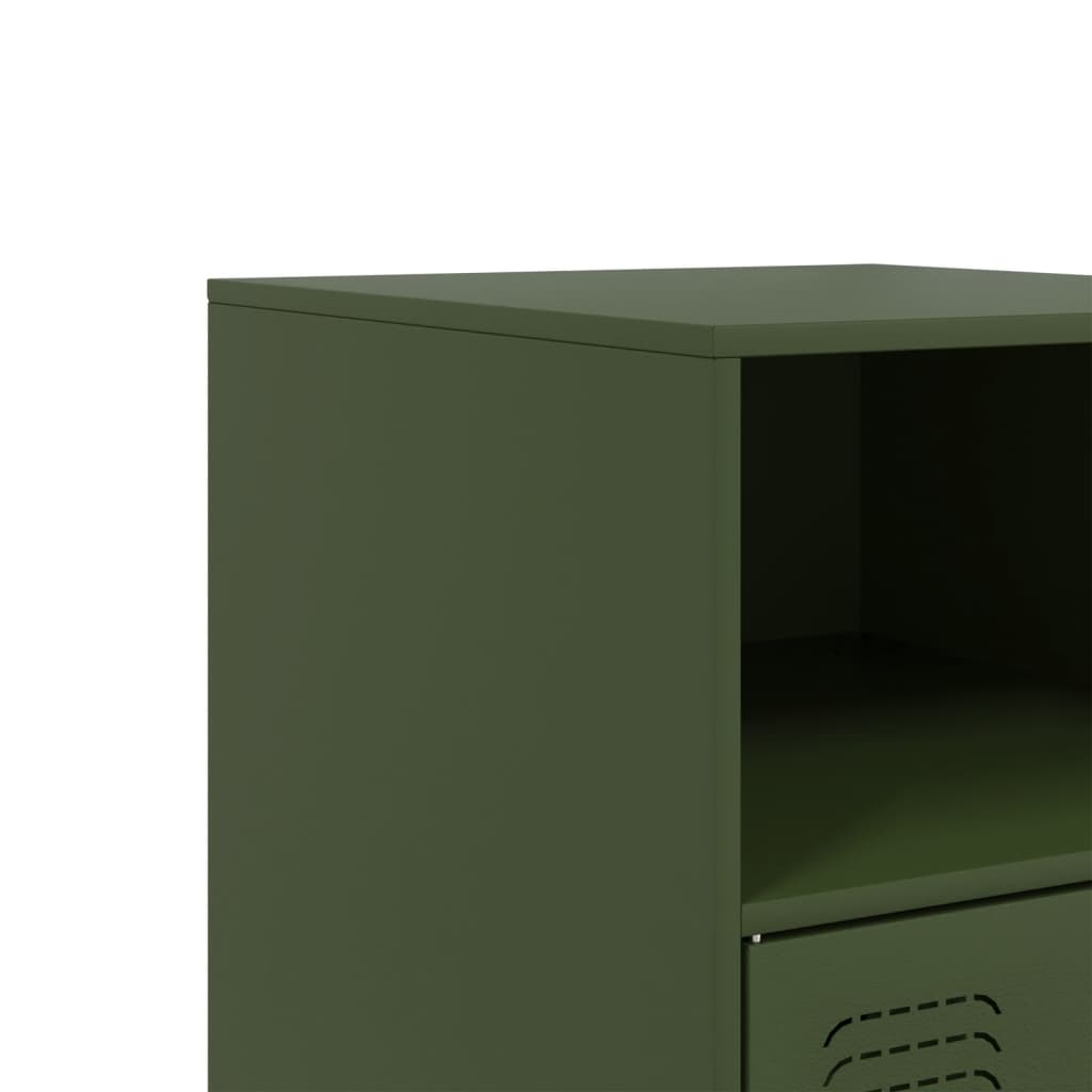 Bedside tables 2 pcs. Olive green 34.5x39x62 cm steel