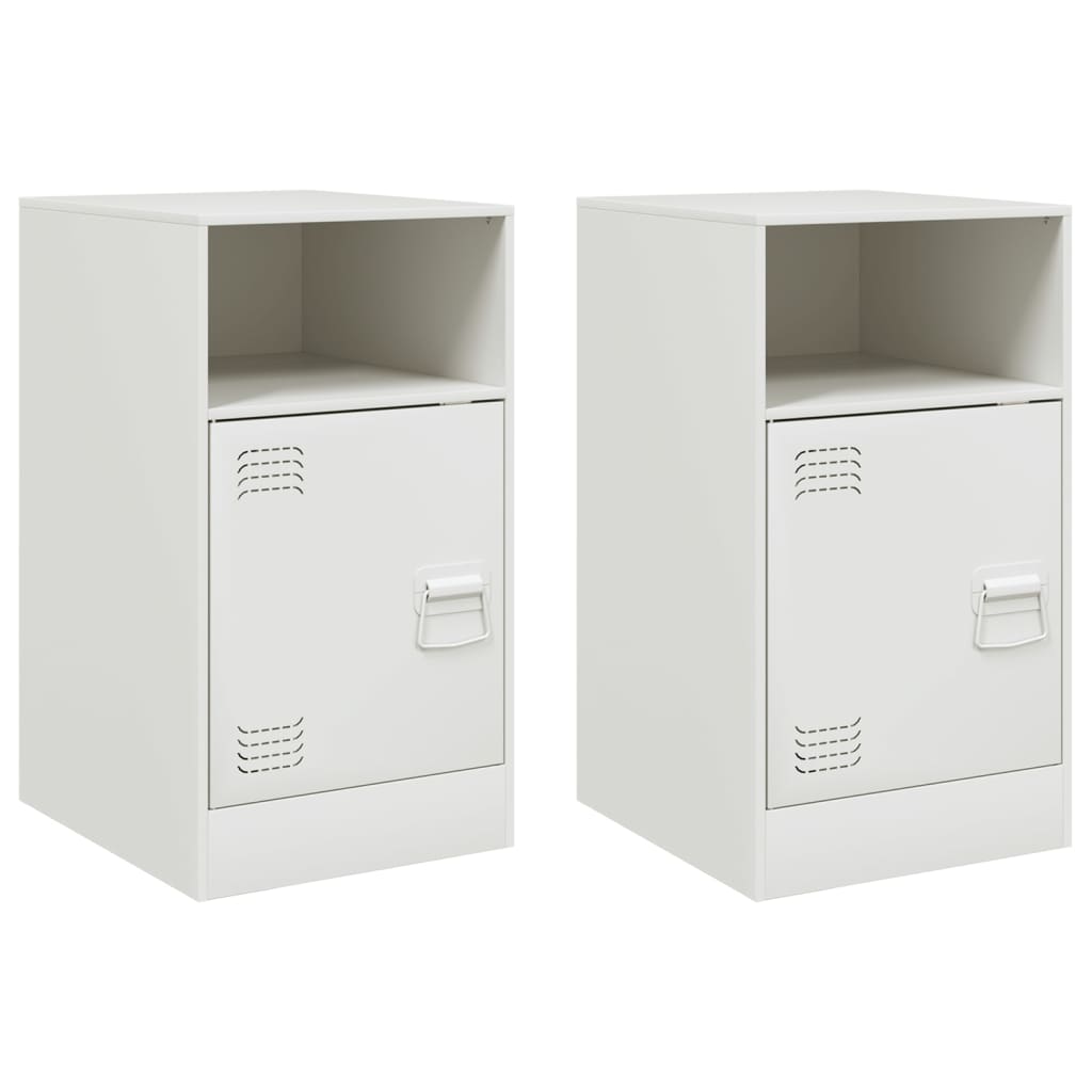 Tables de chevet 2 pcs. Blanc 34,5x39x62 cm acier