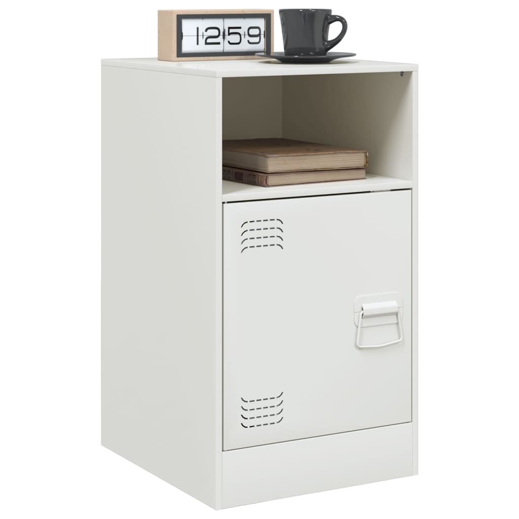 Tables de chevet 2 pcs. Blanc 34,5x39x62 cm acier