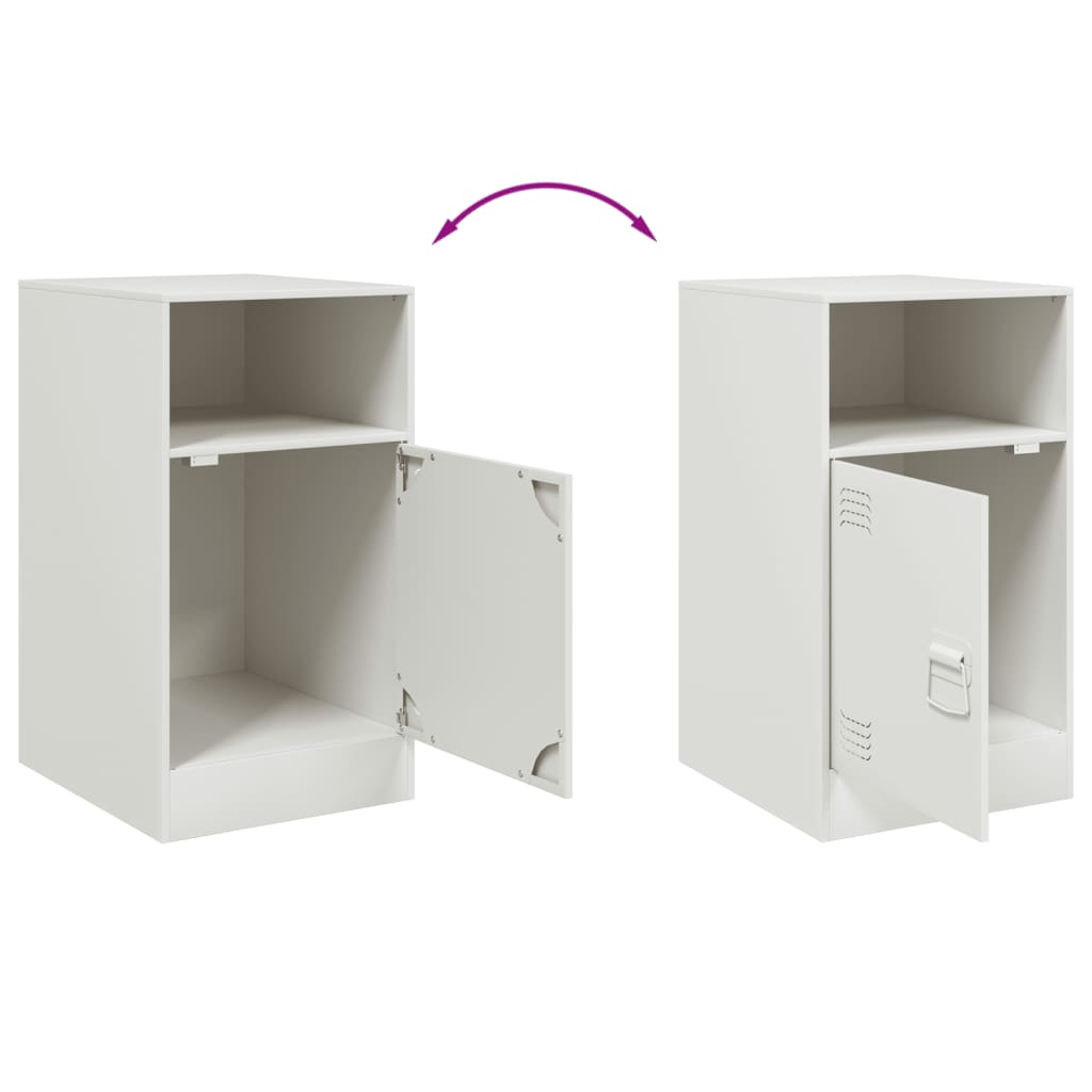 Tables de chevet 2 pcs. Blanc 34,5x39x62 cm acier