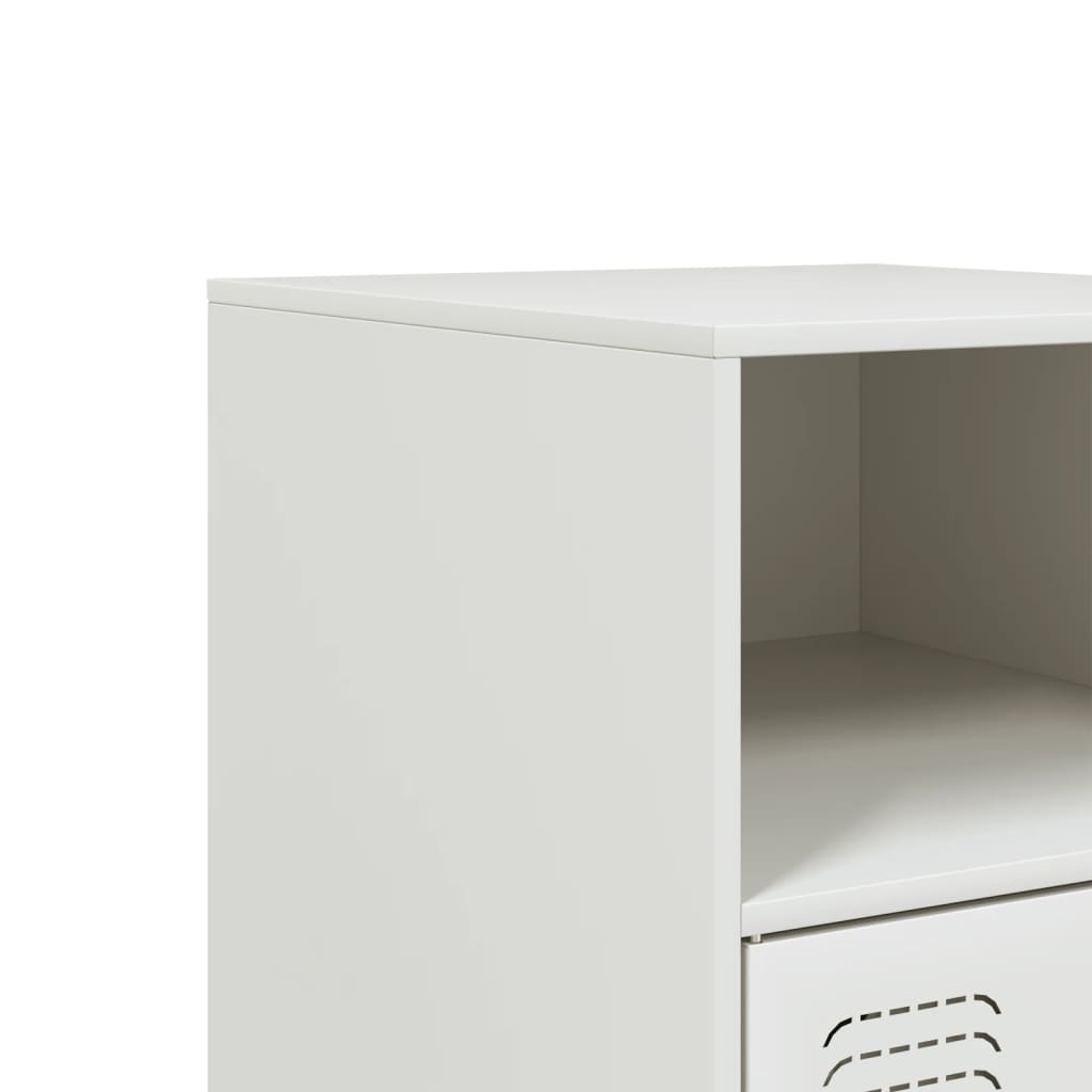 Tables de chevet 2 pcs. Blanc 34,5x39x62 cm acier