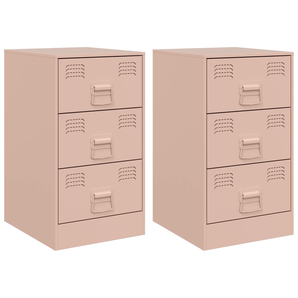 Tables de chevet 2 pcs Rose 34,5x39x62 cm en acier