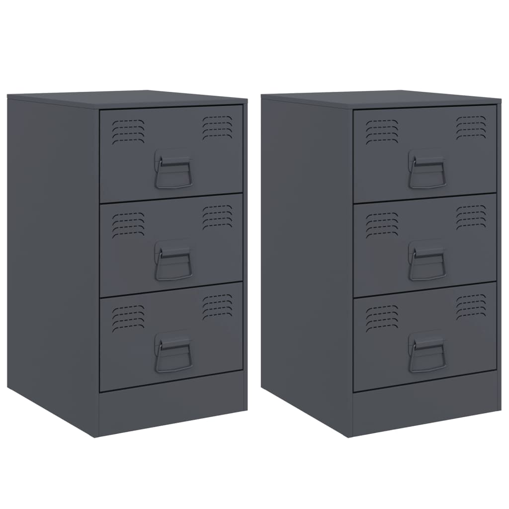 Bedside tables 2 pcs. Anthracite 34.5x39x62 cm steel