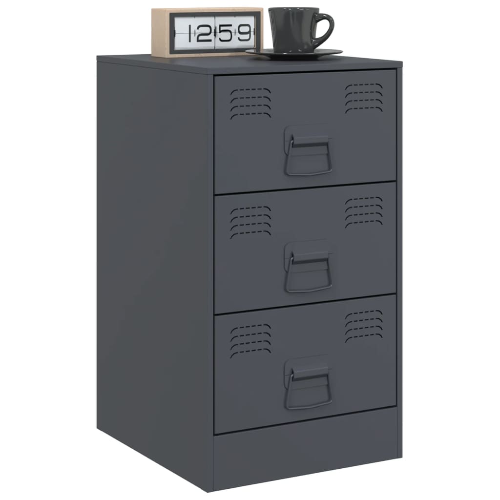 Bedside tables 2 pcs. Anthracite 34.5x39x62 cm steel