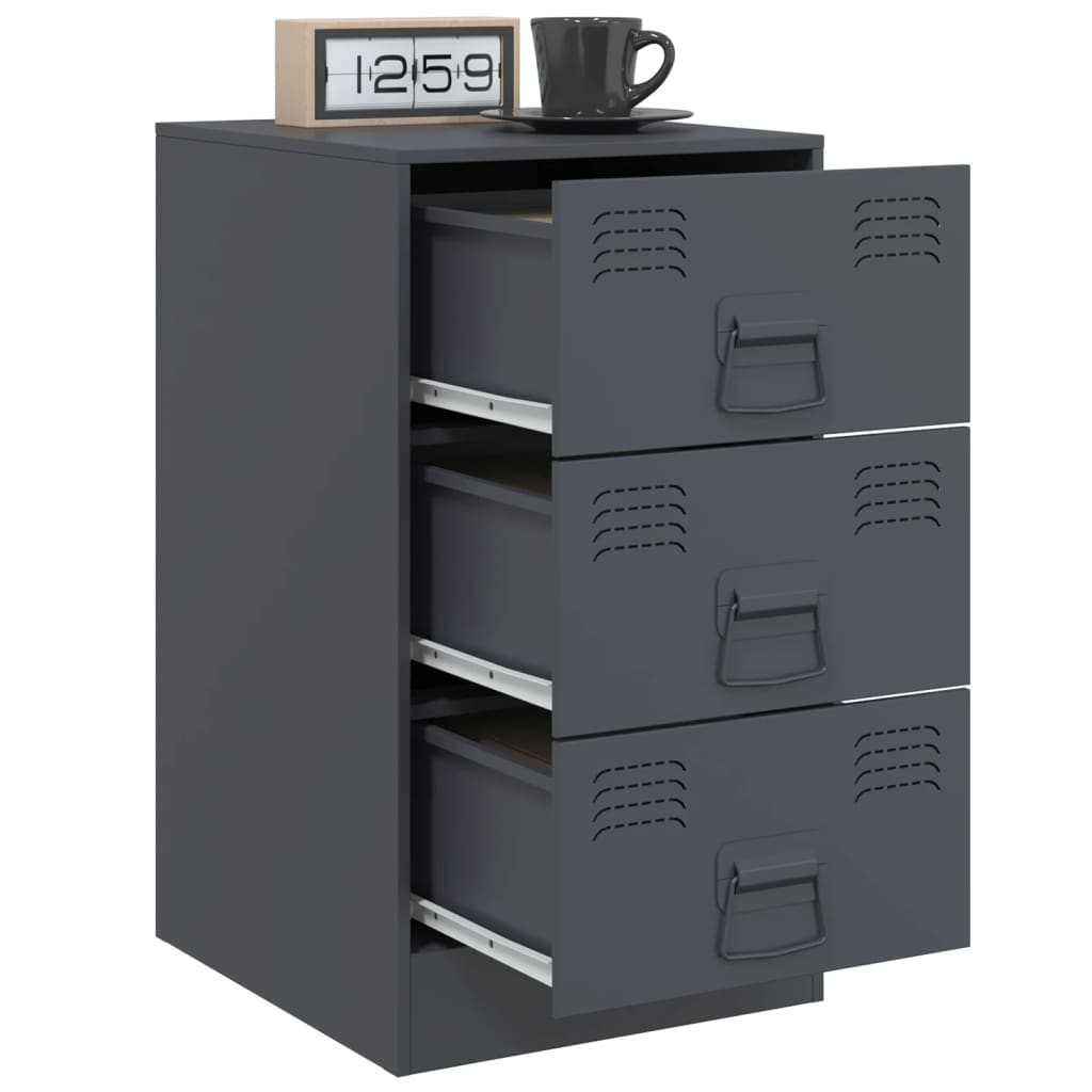 Bedside tables 2 pcs. Anthracite 34.5x39x62 cm steel